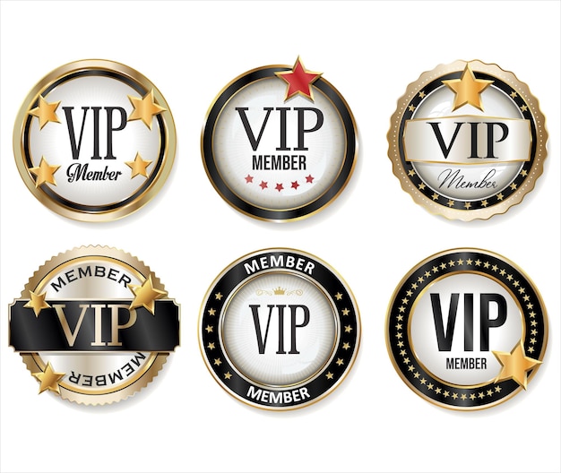 VIP gold and black labels and badges collection