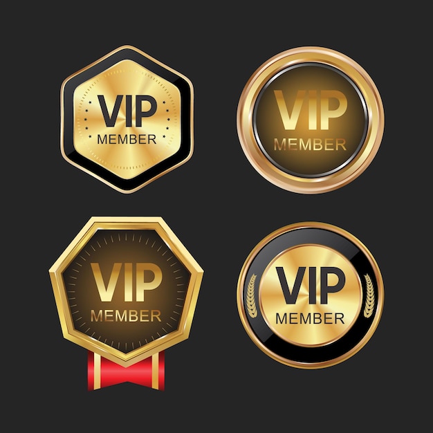 VIP gold and black labels and badges collection