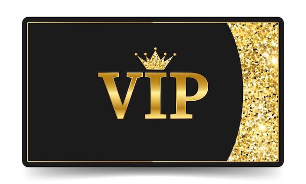 Vector vip golden card with gold glitter elements