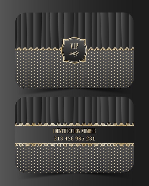 Vip golden luxury card front and back in vector illustration