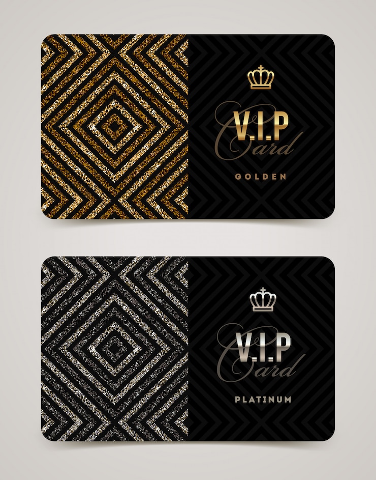 Вектор vip золотой и платиновый шаблон карты. иллюстрации.