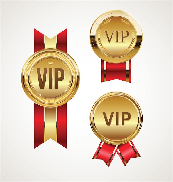 Vip gouden badges op zwart