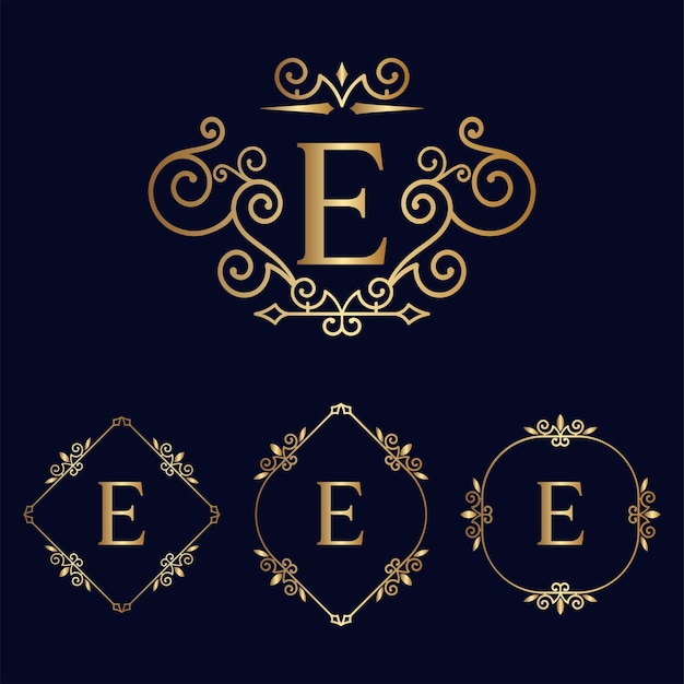 Vip gouden logo letter e