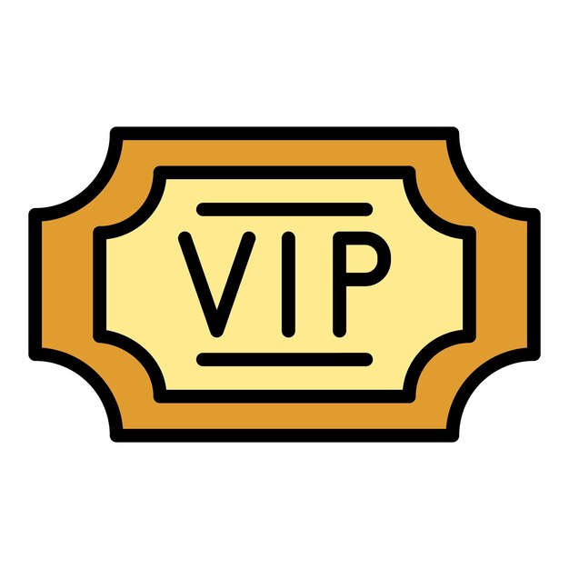 Vip label icon outline vip label vector icon color flat isolated
