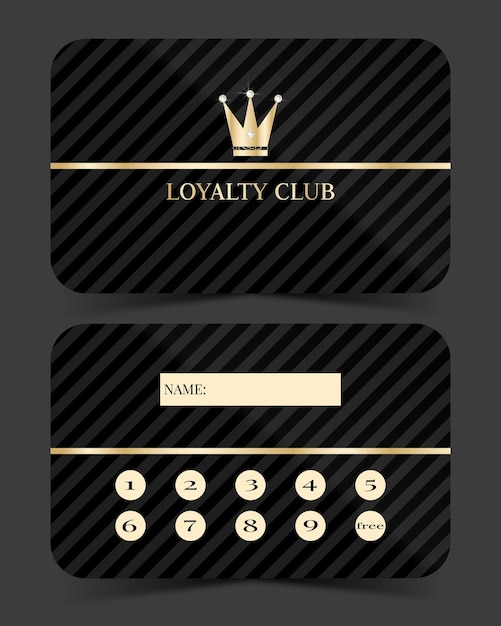 Vip luxury loyalty card front and back in vector illustration