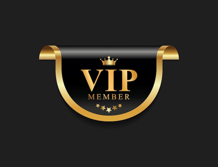 Вектор эмблема vip-членов черная и золотая изолирована на черном фоне