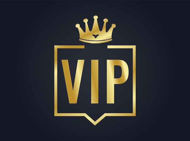 Vettore emblema dorato del membro vip illustrazione vettoriale etichetta del club vip su sfondo nero