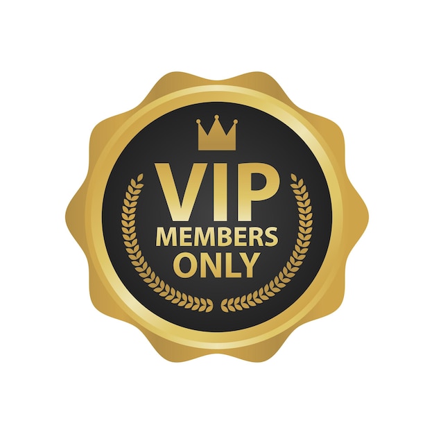 VIP Members Only premium gouden badges. Gouden ronde label vectorillustratie.