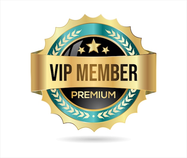 Vector vip premium lidmaatschap gouden badge op witte achtergrond