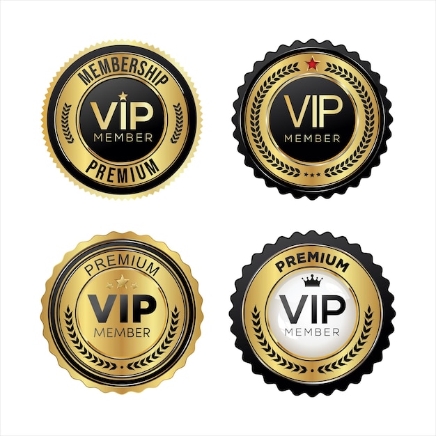 Vip premium lidmaatschap gouden badge op witte achtergrond