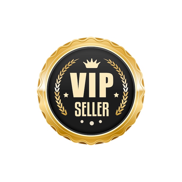 Золотой значок vip-продавца или глянцевая этикетка премиум-класса