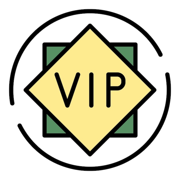 Вектор Значок vip-знака контур vip-значка векторного цвета иконки плоский изолированный