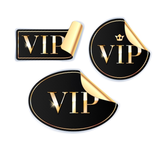 VIP-stickers met gouden achterkant. Zwarte kleur.