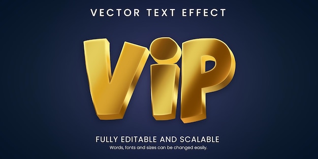 Вектор vip текстовый эффект золотой 3d редактируемый стиль