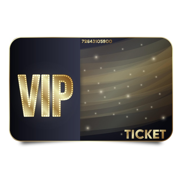 Vip ticket with glitter and golden lines vector illustration