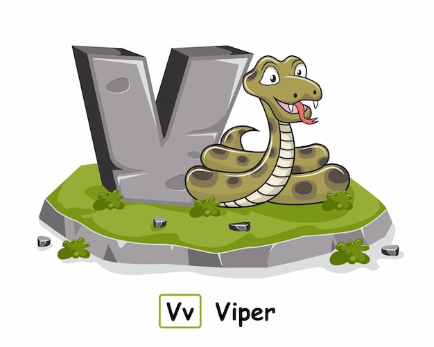 Viper rock stone alfabet dieren