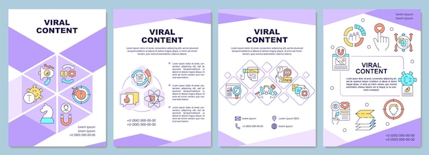 Modello di brochure di contenuti virali. informazioni popolari. volantino, opuscolo, stampa di volantini, copertina con icone lineari.