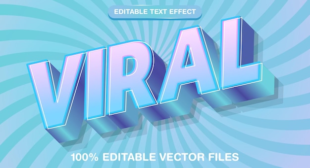 Vector viral text 3d font style editable text effect