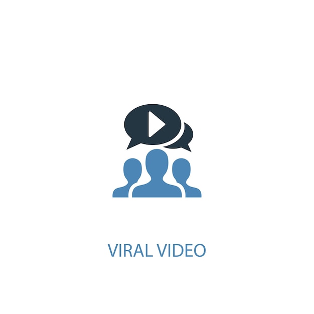 Virale video concept 2 gekleurd icoon. Eenvoudige blauwe elementenillustratie. virale video concept symbool ontwerp. Kan worden gebruikt voor web- en mobiele UI/UX