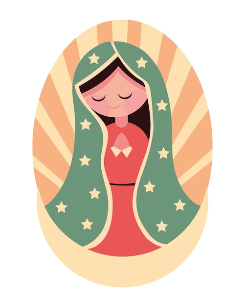 Vector virgen de guadalupe cartoon