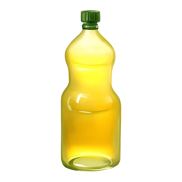 Vector virgin olive oil in plastic bottle isolated hand drawn painting illustration