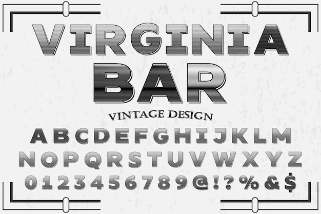 Vector virginia bar font typeface