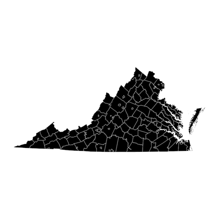 Vector virginia state map with counties vector illustration