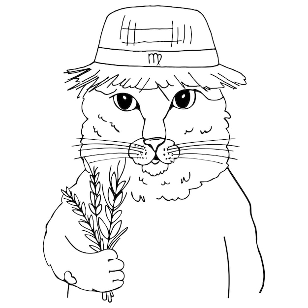 Gatto vergine con un bouquet di grano