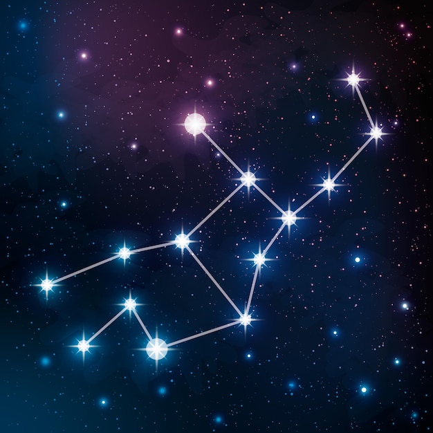 Vector virgo constellation in the night sky