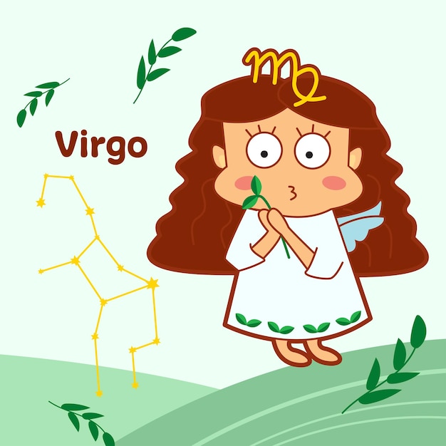 Virgo cute sign an angle in the farm