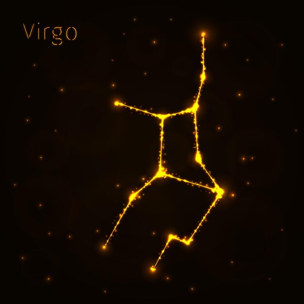 Virgo Illustration Icon Lights Silhouette on Dark Background Glowing Lines and Points