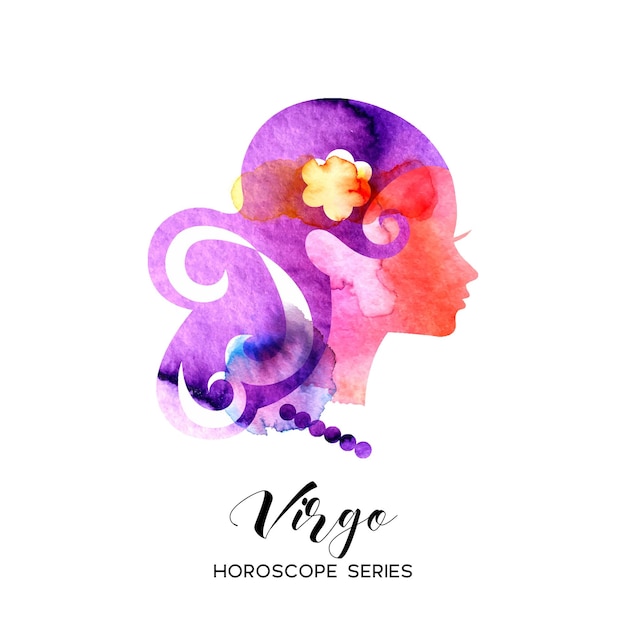 Virgo zodiac sign beautiful girl silhouette vector illustration horoscope series