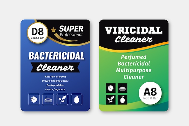 Vector viricidal and bactericidal cleaner labels