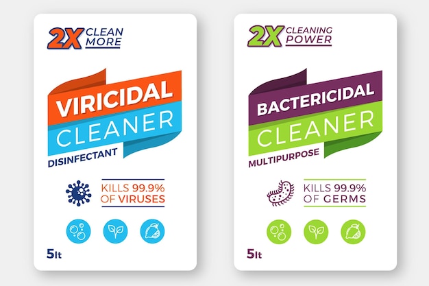 Vector viricidal and bactericidal cleaner labels