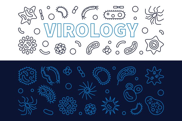 Vector virologie banners set vector illustratie in dunne lijnstijl