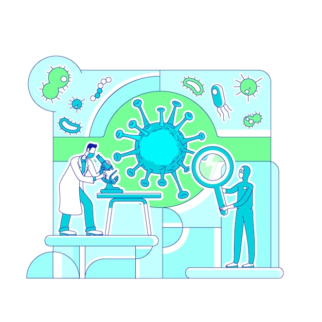 Virology science thin line concept illustration