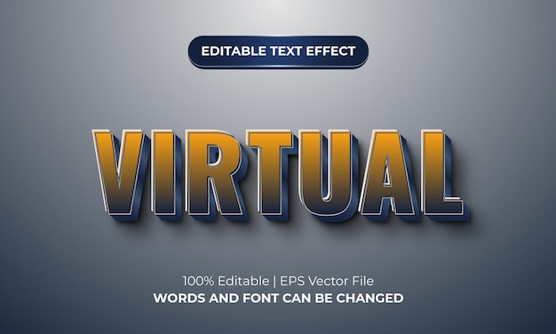 Virtual 3d editable text effect