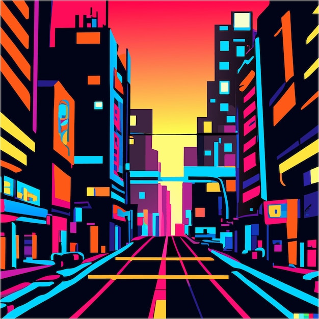 Vettore anarchia virtuale pixel art cyberpunk città