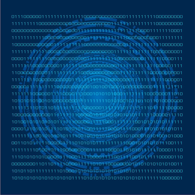 Schermo tattile virtuale blu con sistema numerico binario. tecnologia dello schermo moderna.