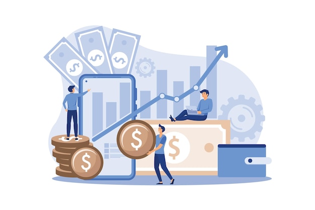 virtual business assistant the icon on smartphone money investment management cards mobile banking