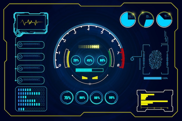 Fondo futuristico degli elementi di hud gui del cerchio virtuale