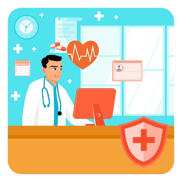 virtual clinic and healthy life health education concept