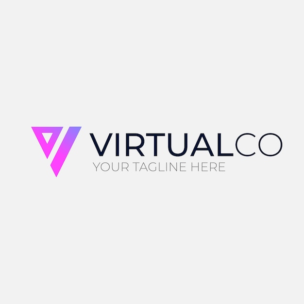 Vector virtual company logo design template with v icon