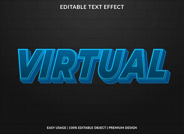 Modello di effetto di testo virtuale modificabile vettore premium