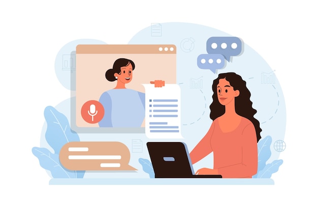 virtual event online education or conference live stream didgital course remote education through the internet flat vector illustration