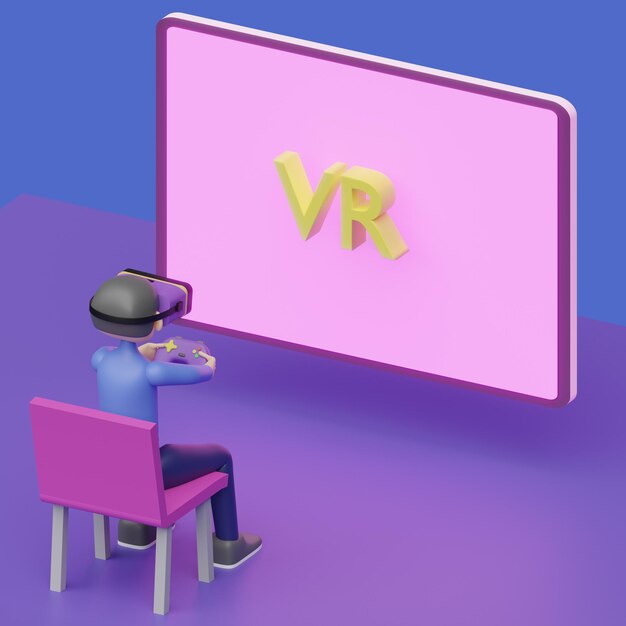 Vettore concetto di gioco virtuale realistico oggetto 3d in stile cartone animato