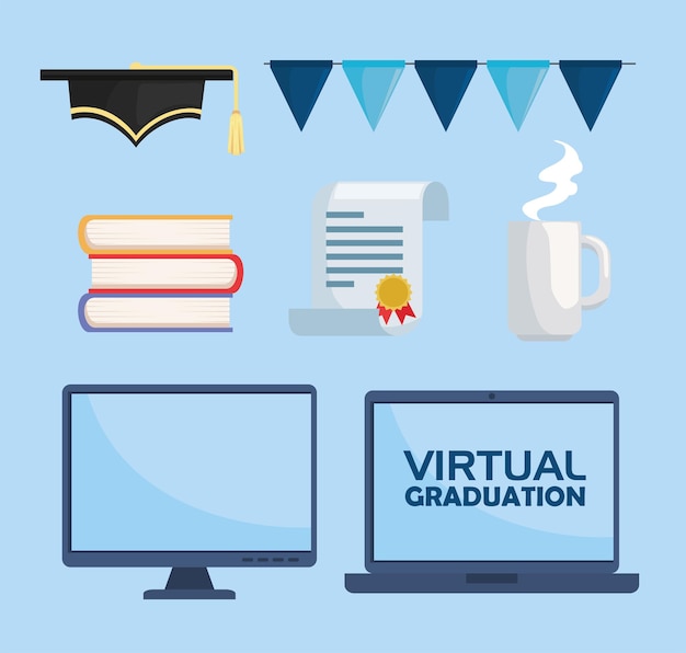 Vector virtual graduation icons