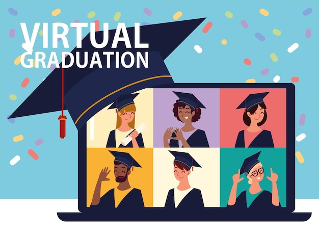 Vector virtual graduation video