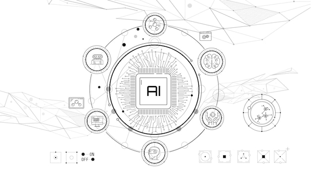 ベクトル 人工知能の機械学習とオートメーションに関する仮想インフォグラフィックス