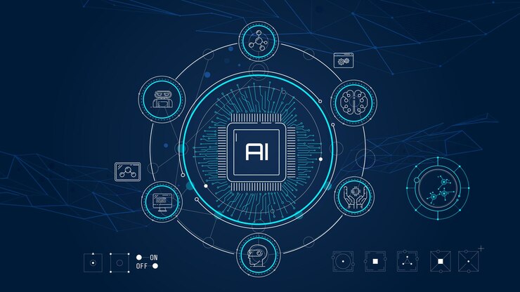 Vector virtual infographics on the topic of artificial intelligence machine learning and automation